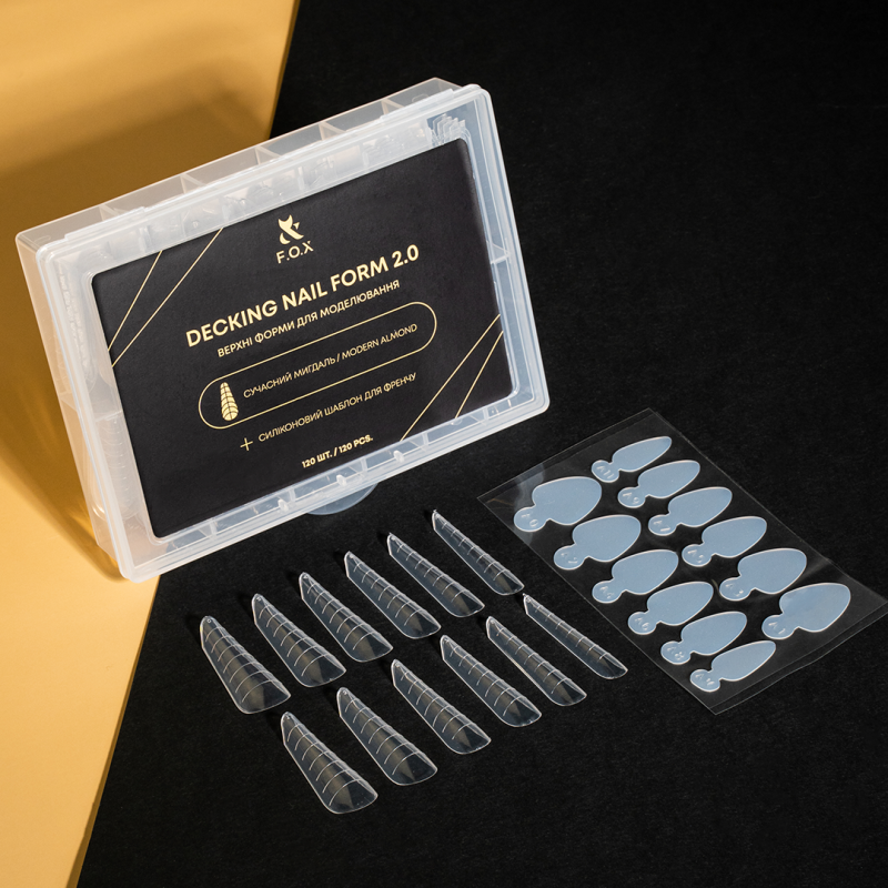 F.O.X Верхние формы для моделирования Современный Миндаль Decking Nail form 2.0 (120шт)