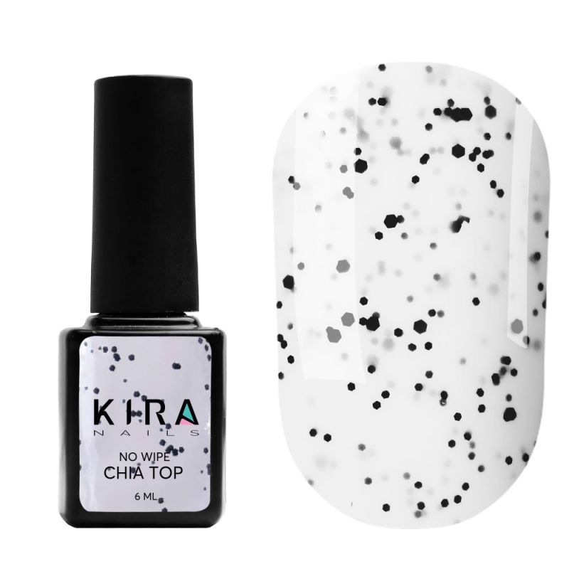 Kira Nails Chia No Wipe Top Coat - fixer for Chia gel polish, no sticky layer, 6 ml