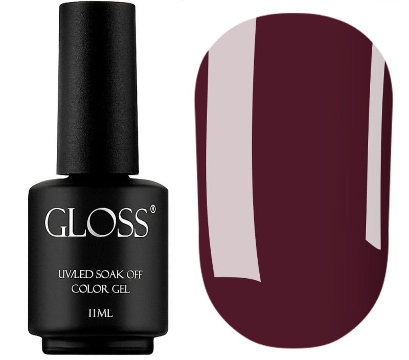 Гель-лак GLOSS 302 (винно-бордовий), 11 мл