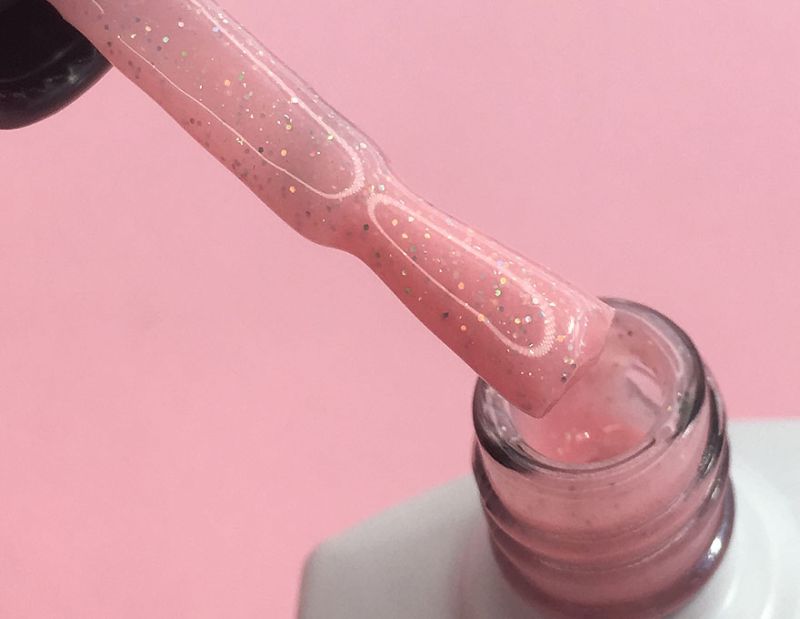 Molekula Gel Polish No. 163 Opal Mercury (light pink with multi-colored sparkles), 6 ml