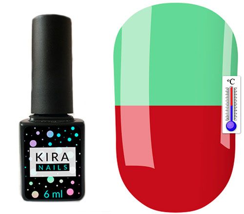 Thermo gel polish Kira Nails No. T05 (burgundy, when heated, muffled light green), 6 ml