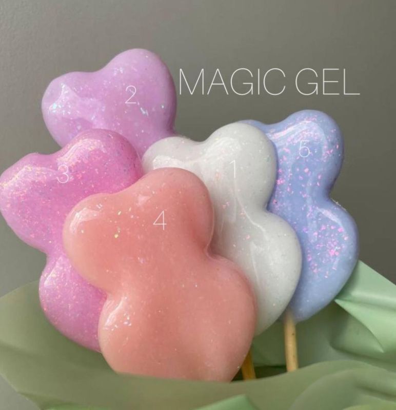 SAGA professional Builder Gel magic 5 (голубой с разноцветной поталью),15 мл