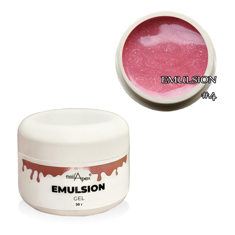 NailApex liquid modeling gel Emulsion №4 (translucent pink with gold microshine), 30 g