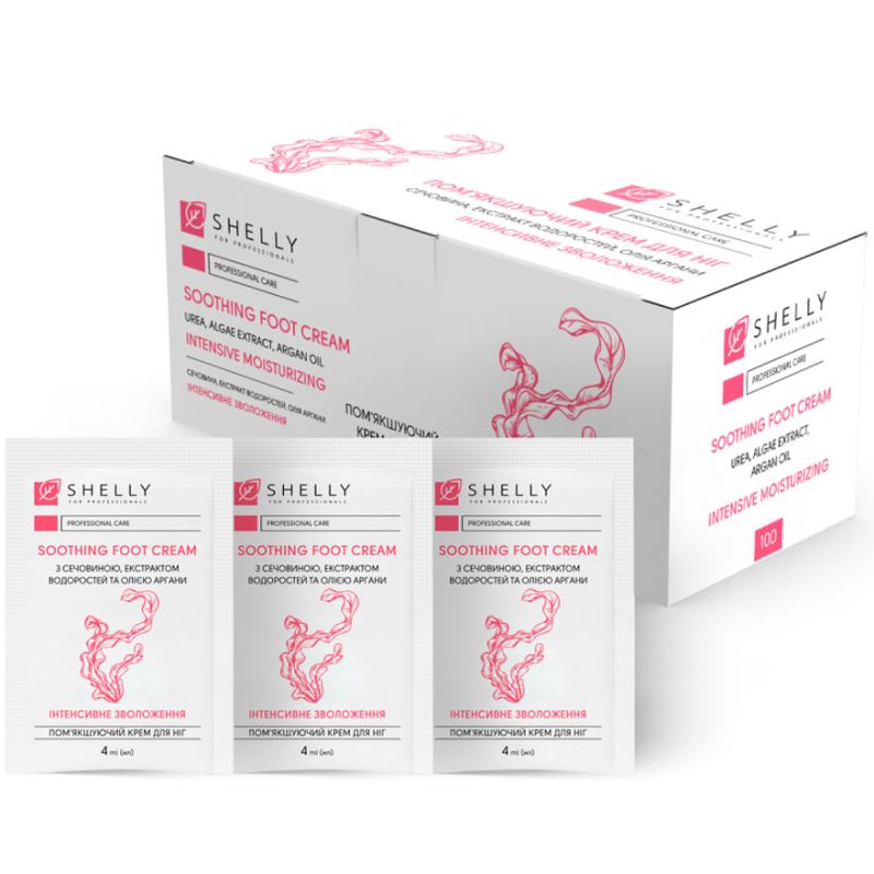 Shelly Softening foot cream with urea, algae extract and argan oil, 4 ml*100 pcs